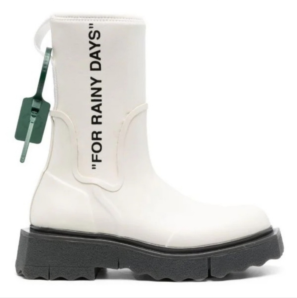 Off-White Sponge Sole Waterproof Rain Boots
